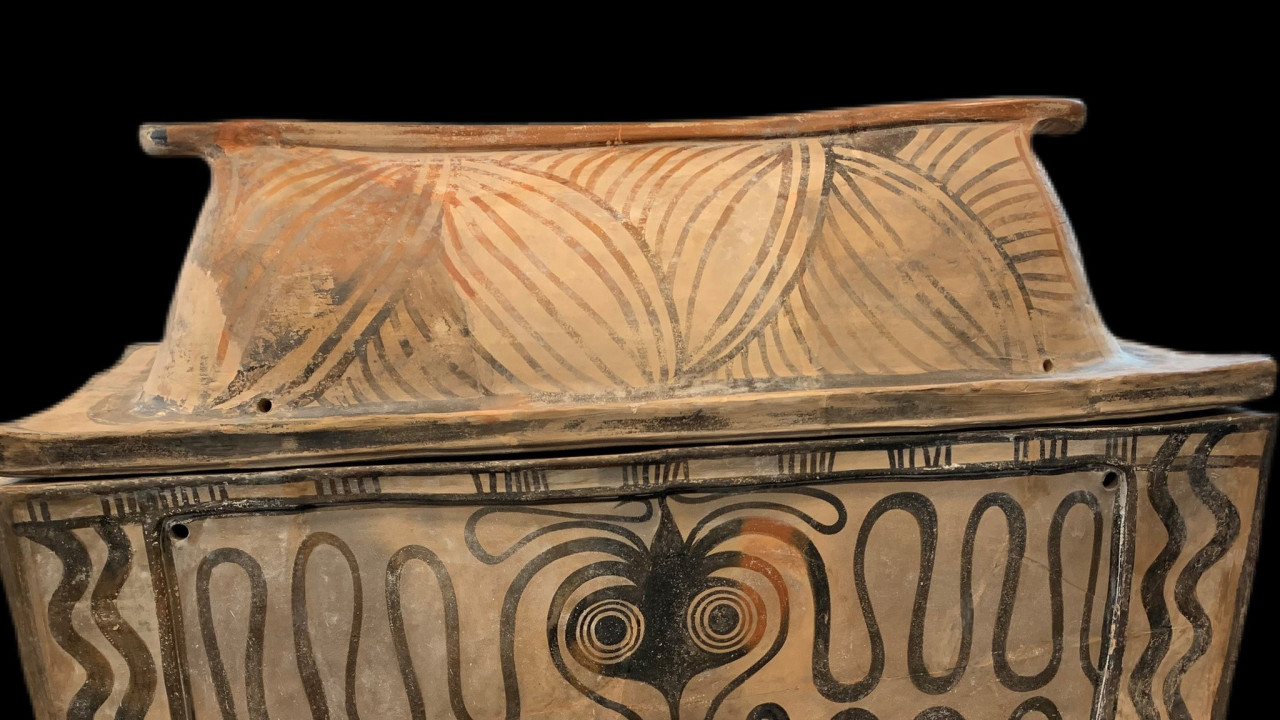 The Larnax, a small chest for human remains from Greek Island of Crete that dates between 1400-1200BC