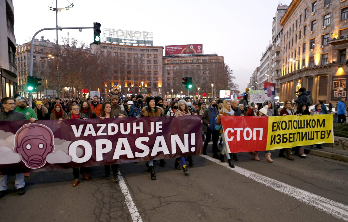 Beograd, 30.1.2022. – Protest „Za bezopasan vazduh“ u organizaciji grupe gradjana „Eko straza“ u centru Beograda na Terazijama. (BETAPHOTO/AMIR HAMZAGIC/EV)
