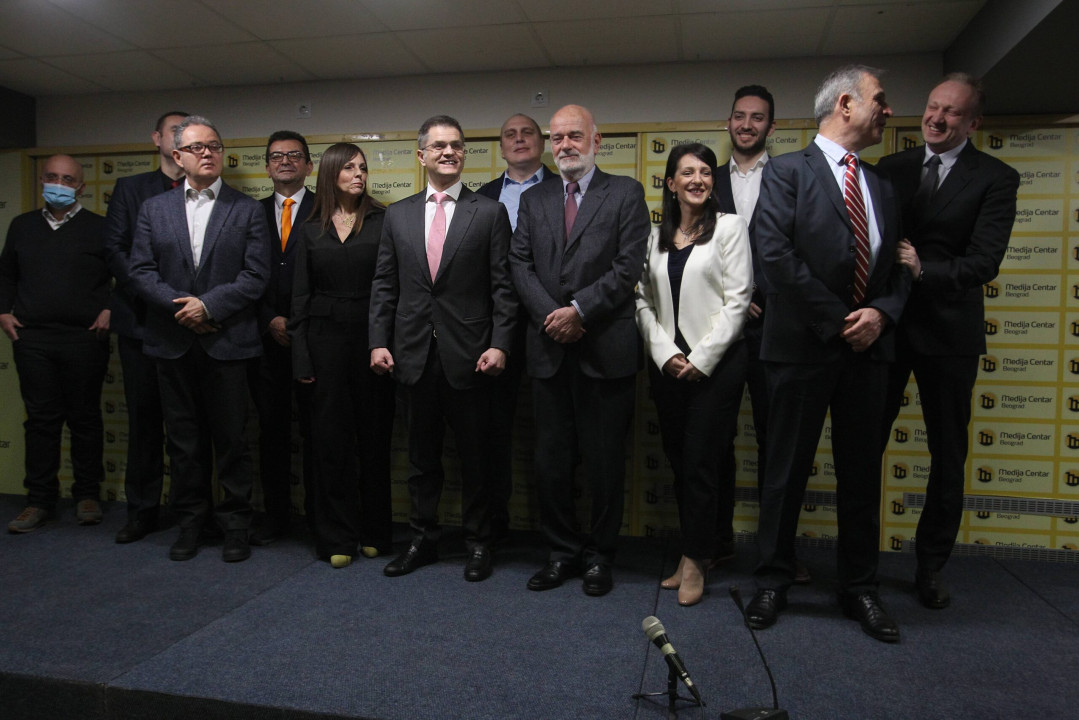 Beograd, 2.02.2022. – Opozicione stranke i pokreti okupljeni u Ujedinjenoj Srbiji predstavili su kandidate za predstojece izbore, danas u Medija centru u Beogradu. Na konferenciji za no