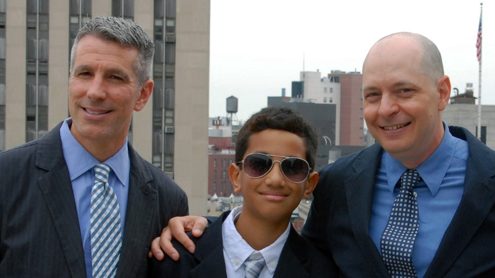 Danny, Kevin and Pete pose for a picture after Danny and Pete's wedding ceremony