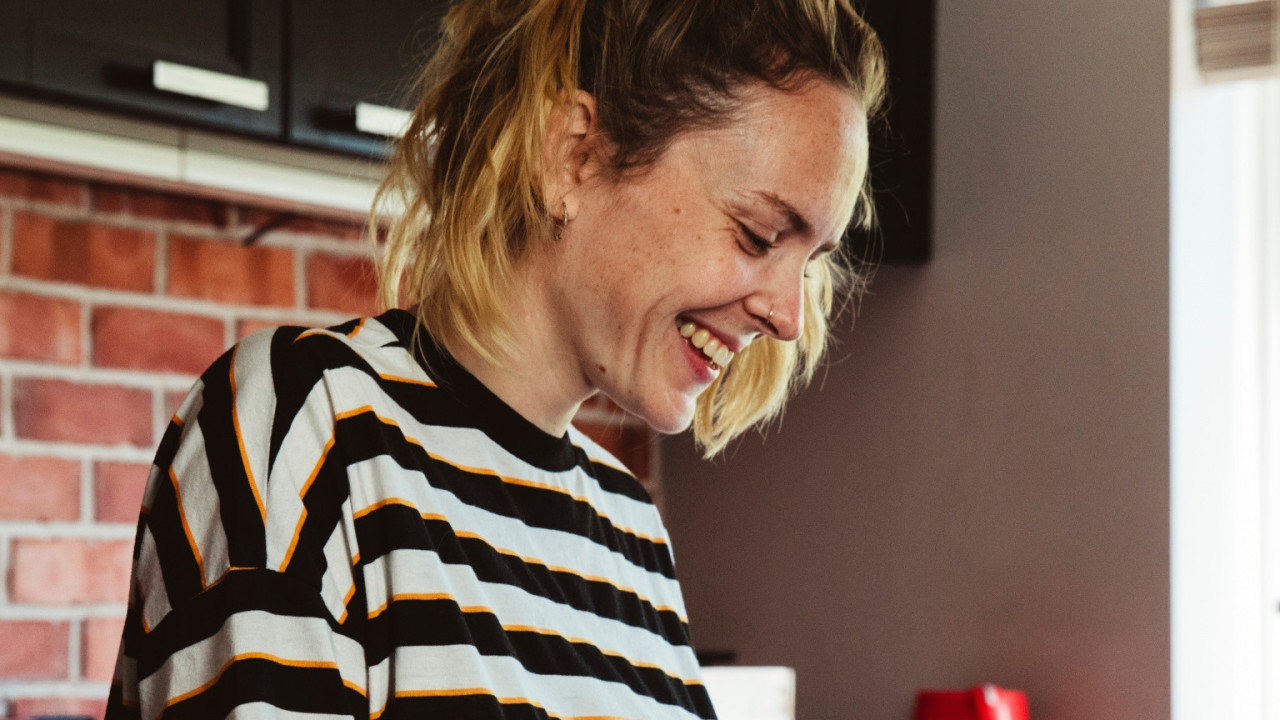 Loretta at work in the kitchen