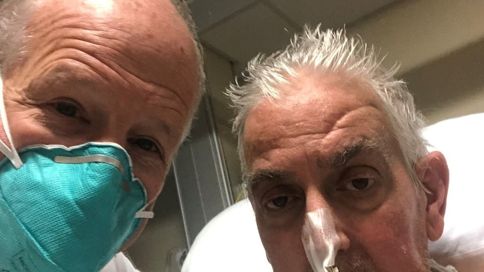 Surgeon Bartley P Griffith with David Bennett in January