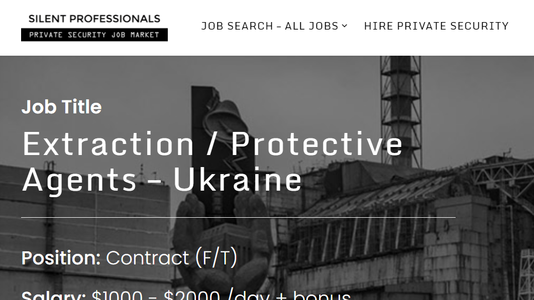 Screenshot of job ad