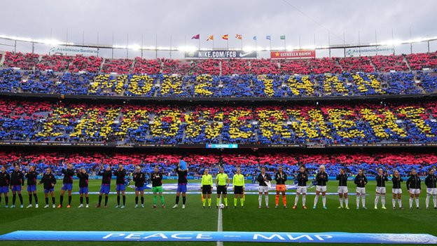 "More than empowerment" mosaic at Nou Camp
