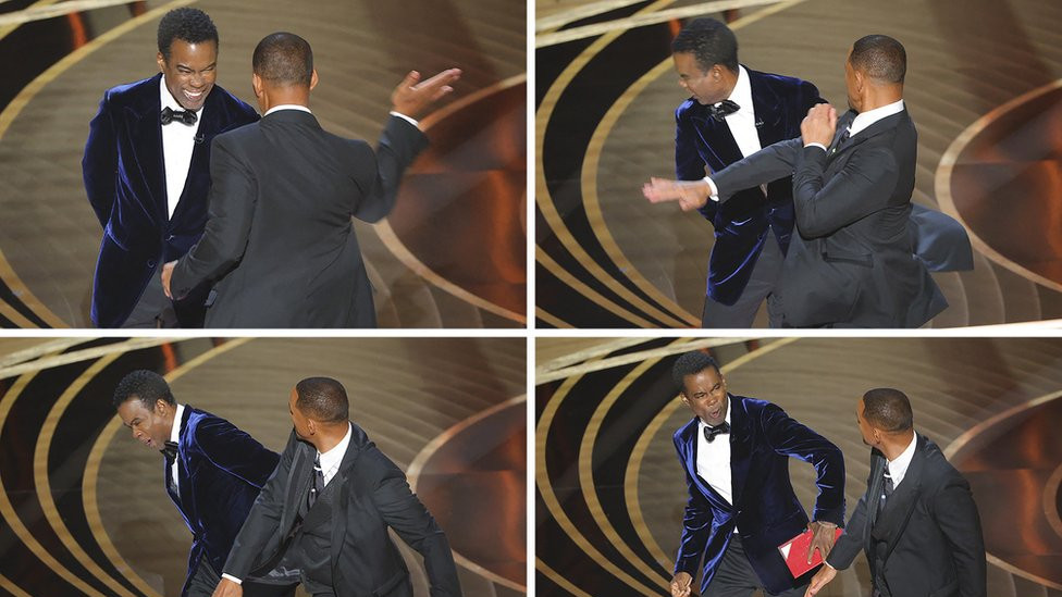 Will Smith punching Chris Rock at the Oscars