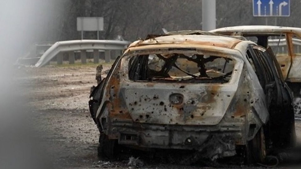 A burnt out car