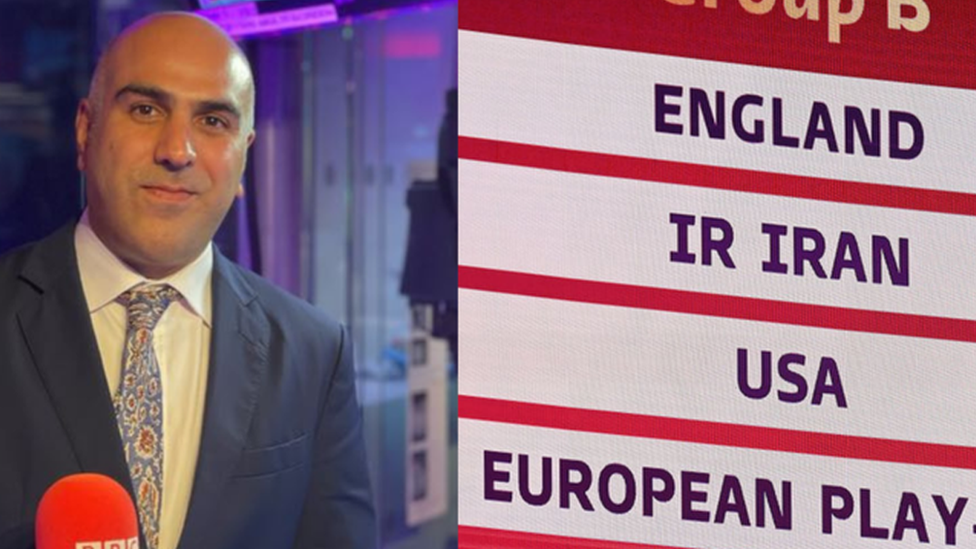 Collage showing Pooria and the Group B team names