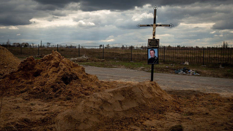 Vitaliy Brezhnev was buried on Monday 11 April, in a fresh grave by the road