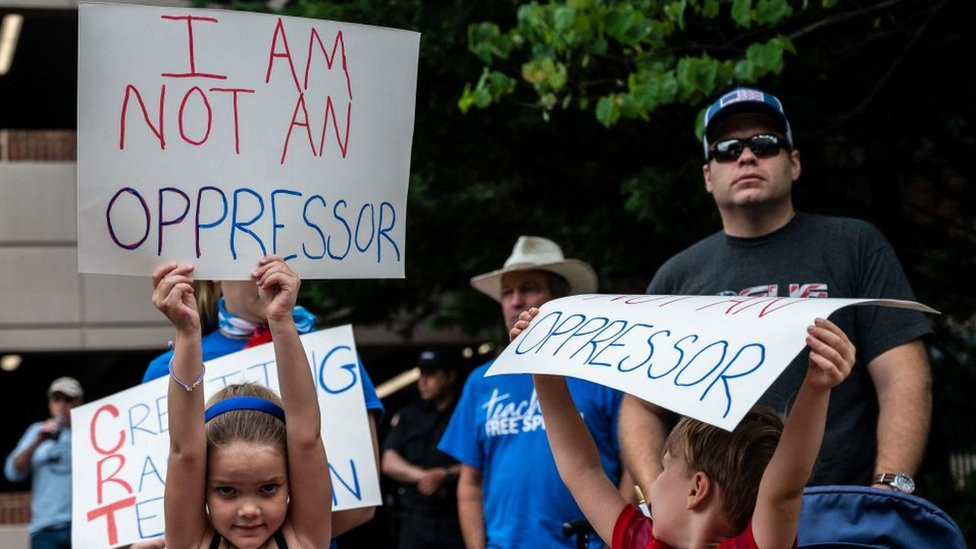 Children attend a protest in Virginia