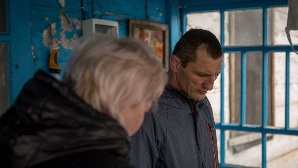Sasha's brother Vyacheslav and his wife, at Sasha and Nikita's house in the village