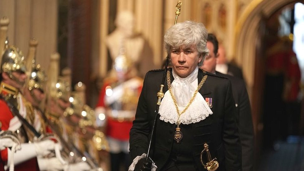 Gospođa koja nosi crni štap