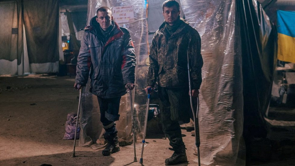 Wounded soldier inside the Azovstal steelworks