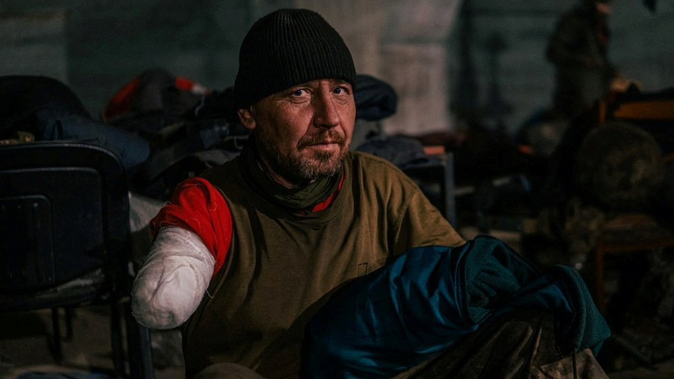 Wounded soldier inside the Azovstal steelworks