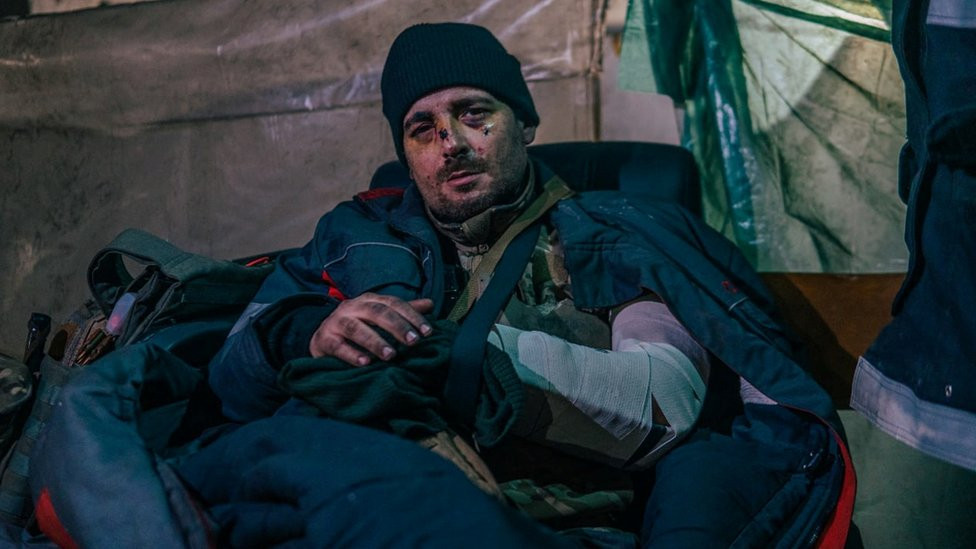 Wounded soldier inside the Azovstal steelworks