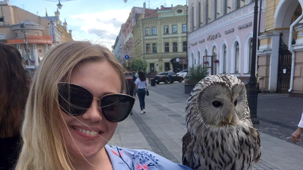 Alexandra with an owl
