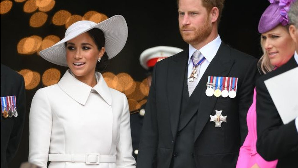 Meghan, Duchess of Sussex, Britain's Prince Harry, Duke of Sussex, and Zara Tindall