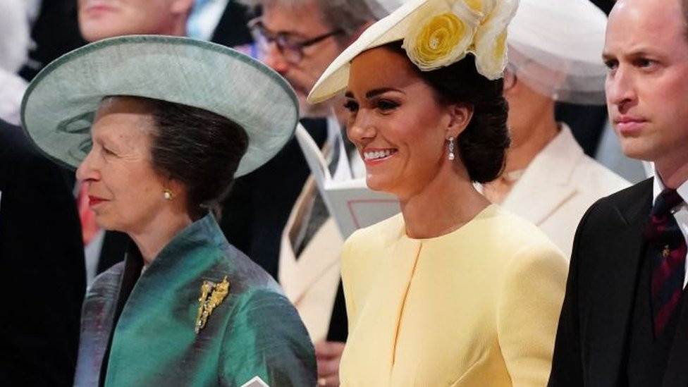 Princess Anne, the Duchess of Cambridge, and Prince William
