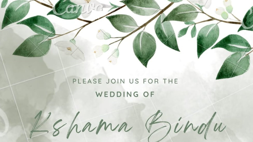 Kshama Bindu's wedding card
