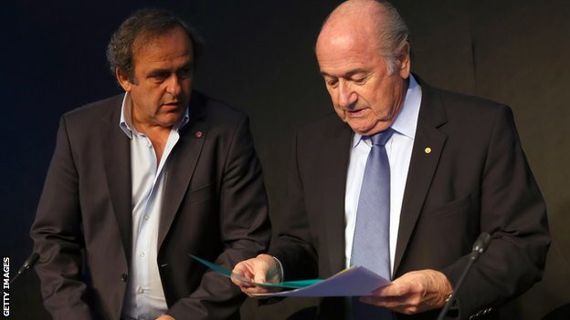 Michel Platini and Sepp Blatter