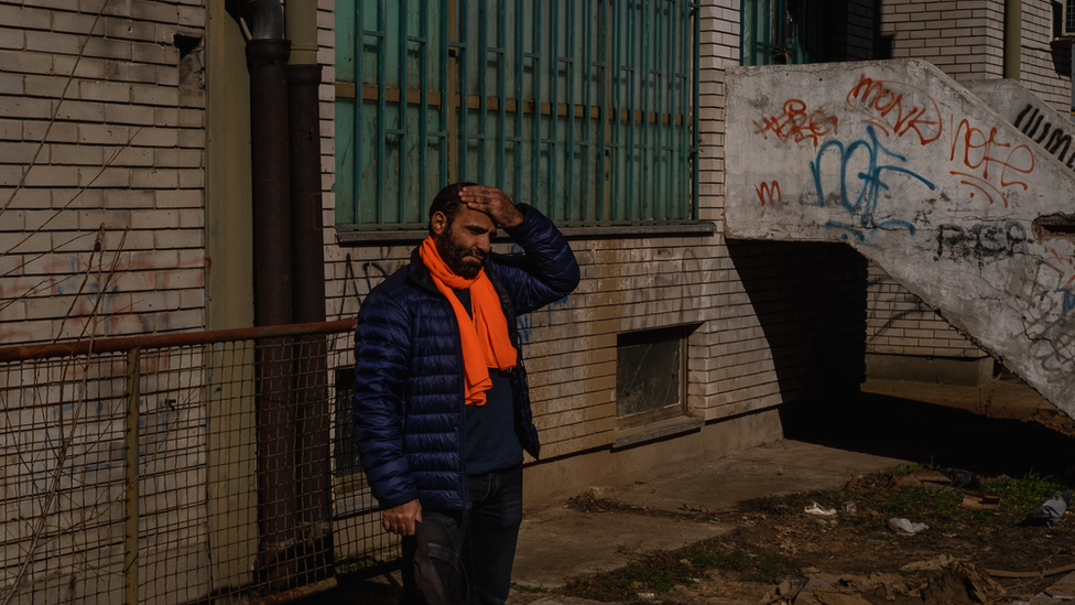 Mansoor Adayfi near his apartment in Belgrade, where he was resettled from Guantanamo in 2016.