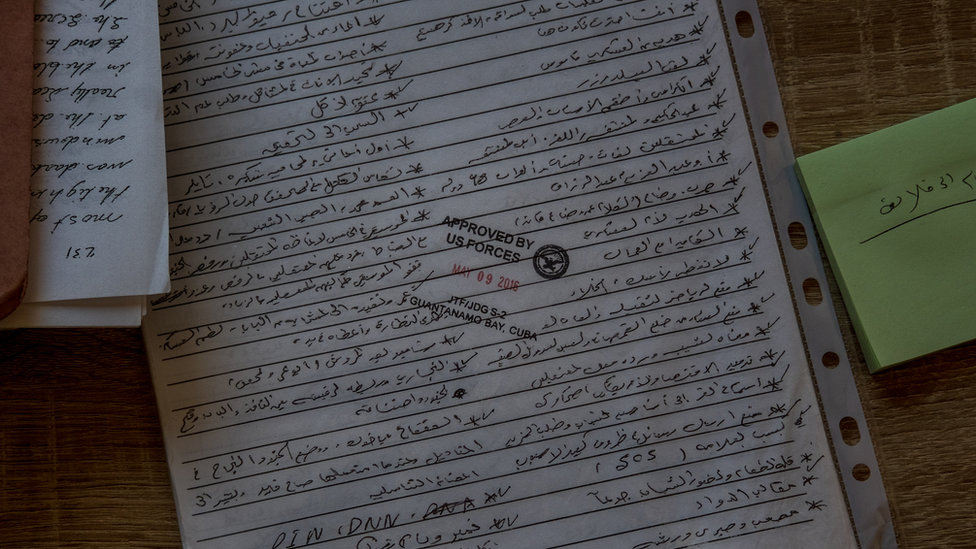 A title page listing contents for Adayfi's book, approved to be passed out of Guantanamo to his lawyer. (Joel Gunter/BBC)