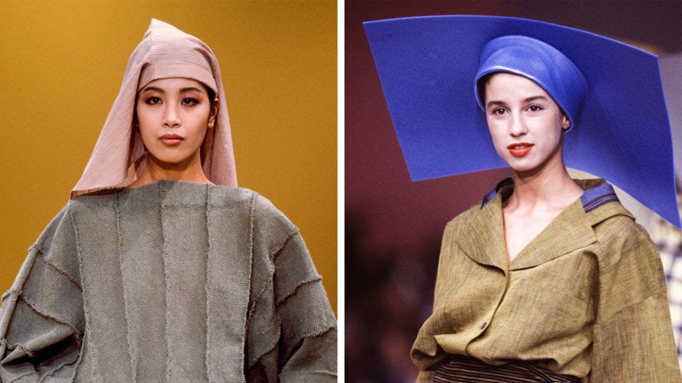 Modna revija u Parizu 1984. godine (levo) i 1987. godine (desno)