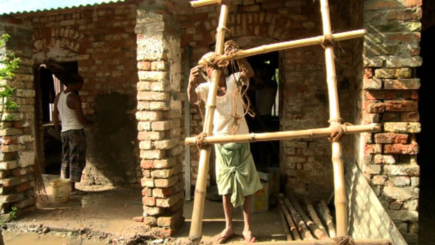 Workers inside the house
