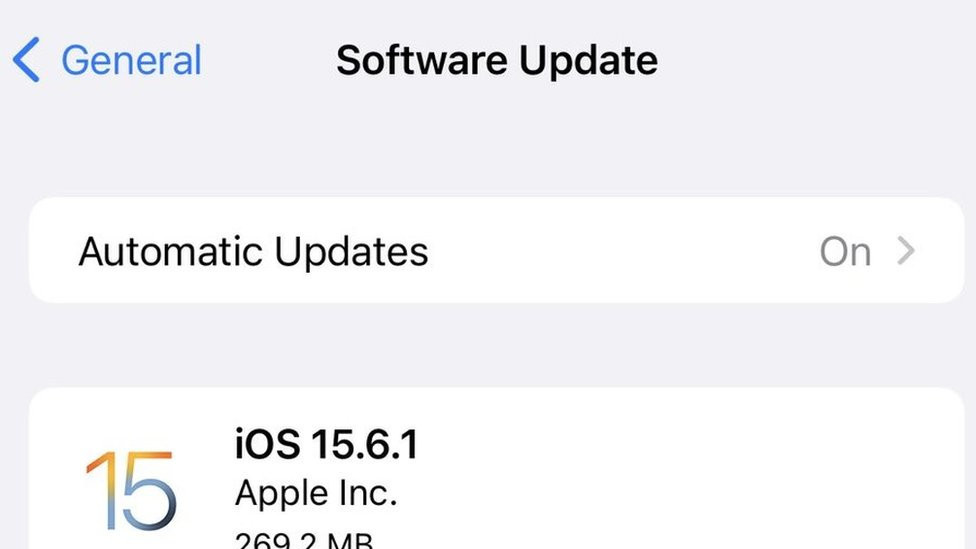 A screenshot of the system update screen on iPhone