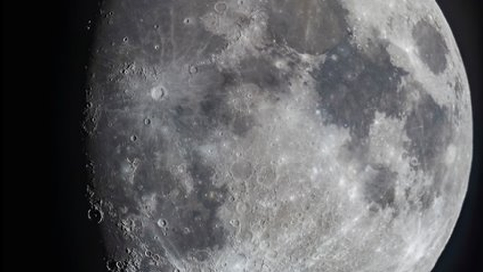 High resolution picture of the Moon, showing craters and other features