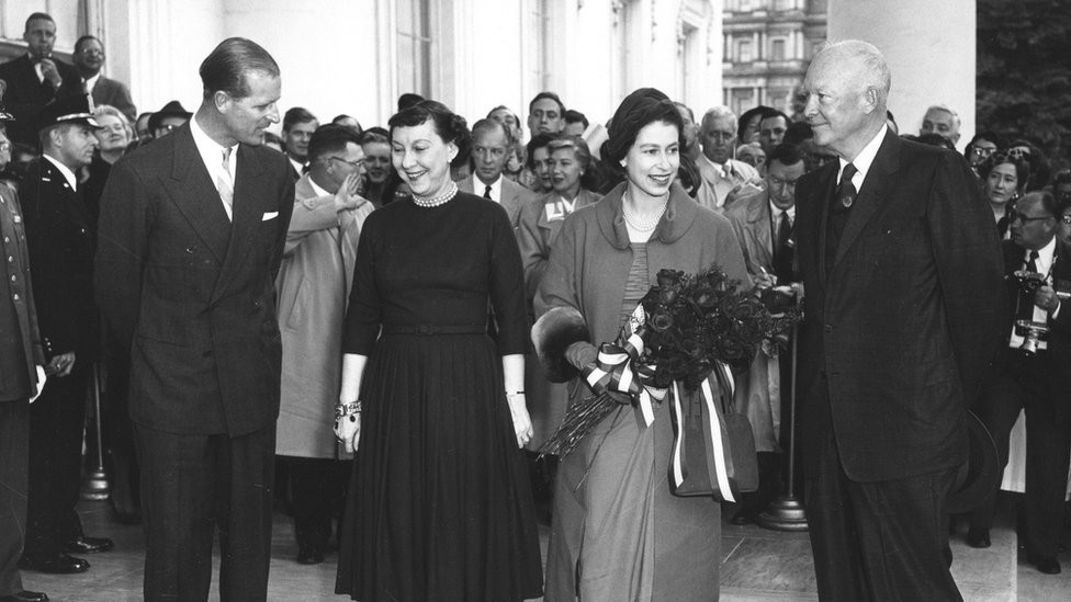 The Queen with Prince Phillip and President & Mrs Eisenhower in 1957