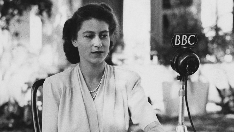 Princess Elizabeth makes a broadcast from the gardens of Government House in Cape Town, South Africa, 21 April 1947.