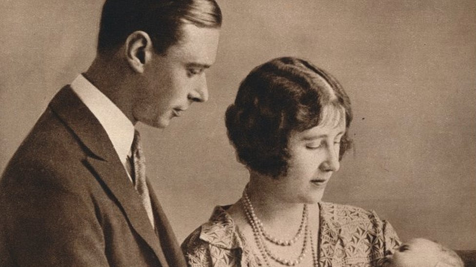 The Duke and Duchess of York (later King George VI and Queen Elizabeth) at the christening of their daughter the Princess Elizabeth
