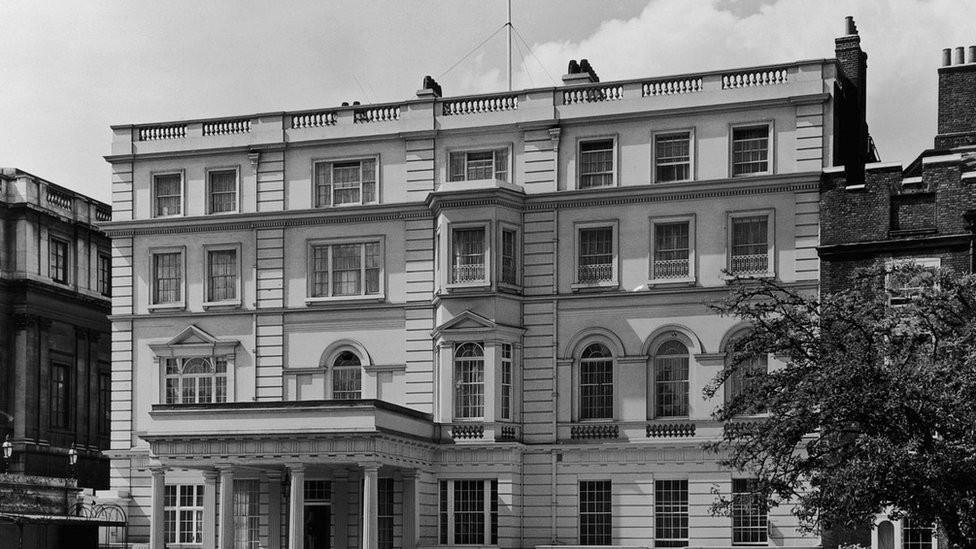 The garden of Clarence House in London, circa 1950.