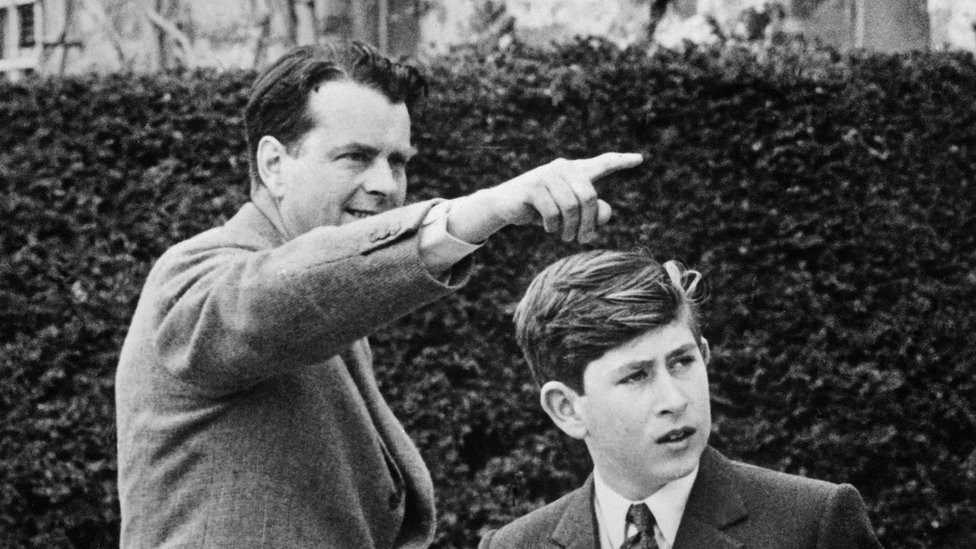 King Charles is shown his new school at Gordonstoun by Captain Ian Tennant