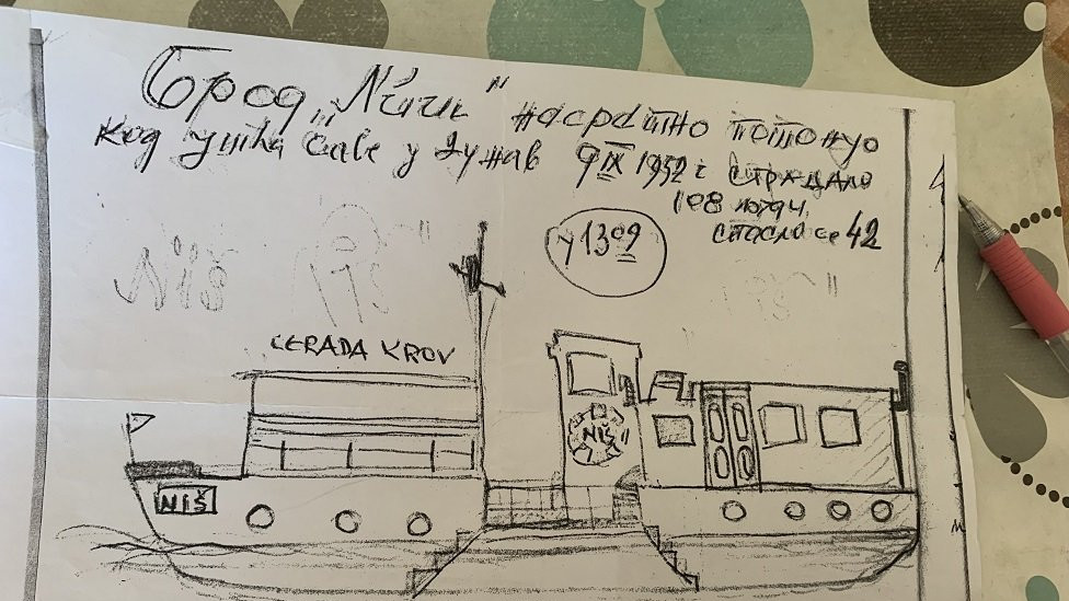 Crtež broda sa poprečnim presekom, čuva nekadašnji profesor Zemunske gimnazije