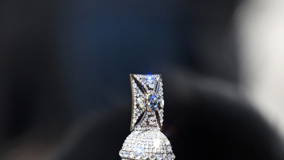 King Charles III and members of the royal family behind Queen Elizabeth II's flag-draped coffin as it is taken in procession on a Gun Carriage of The King's Troop Royal Horse Artillery from Buckingham Palace to Westminster Hall on 14 September 2022