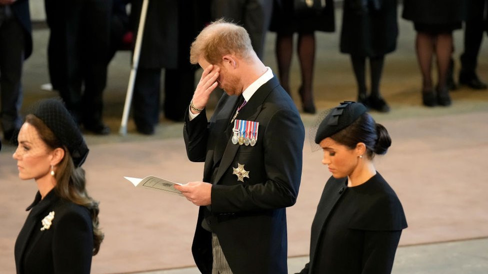 The Princess of Wales and the Duke and Duchess of Sussex in Westminster Hall