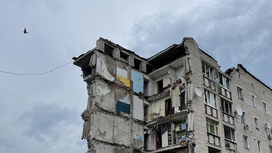 The wreckage of a shelled building