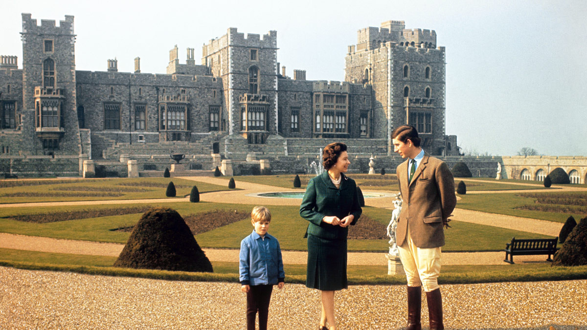 Prince Charles with The Queen - and Prince Edward and corgis - at Windsor Castle in 1969