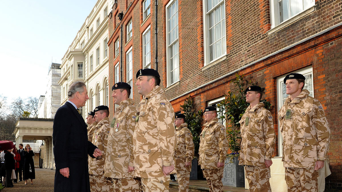 Prince Charles presented Afghanistan Service Medals to soldiers in the garden of Clarence House, 2010