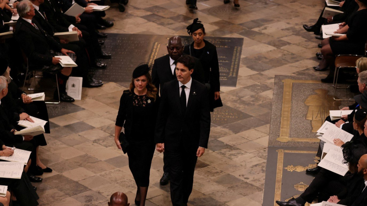 Justin Trudeau and his wife at the Queen's funeral