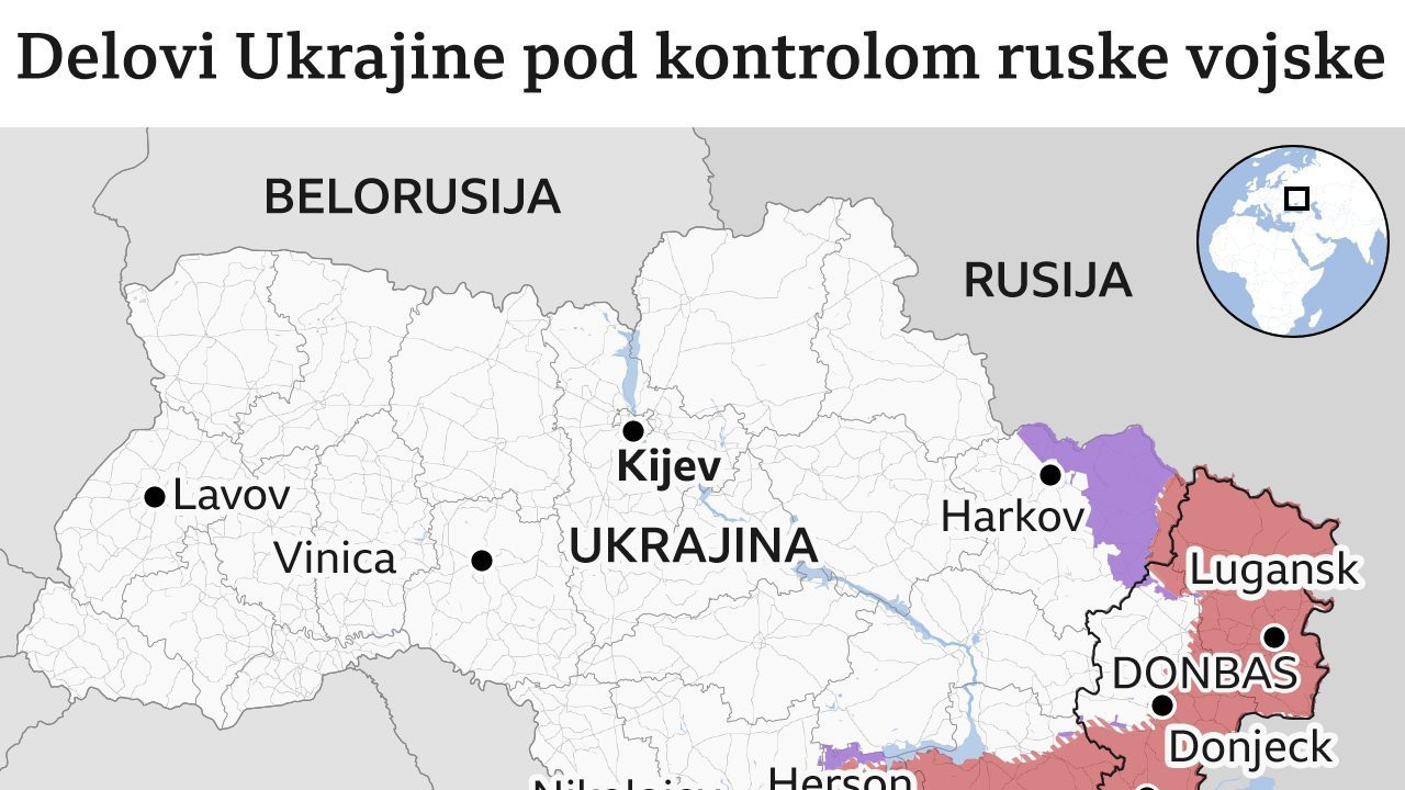 Delovi Ukrajine pod kontrolom ruske vojske