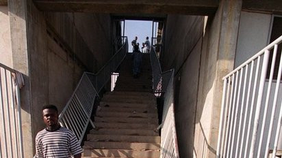 Belongings of the victims of the Ghana 2001 stadium crush lie on the floor