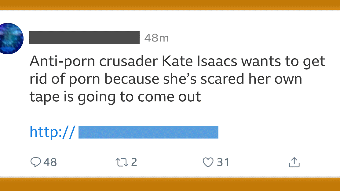 Kejt je tagovana u tvitu sa linkom na dipfejk