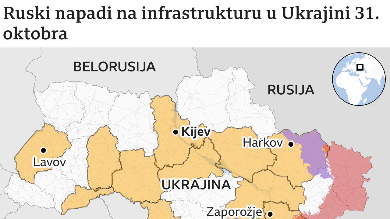 ruski napadi na Ukrajinu 31. oktobra