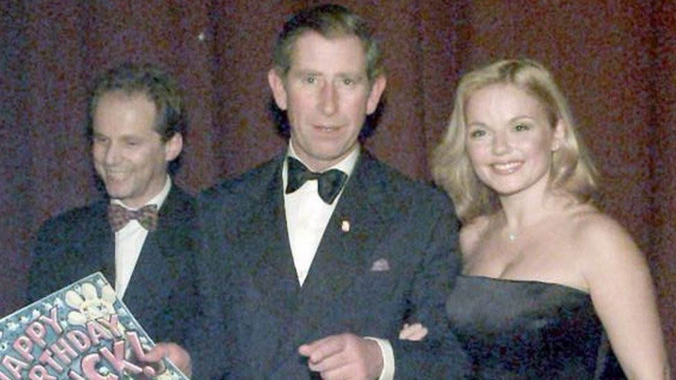 King Charles with former Spice Girl Geri Halliwell after the Princes Trust Comedy Gala at the Lyceum Theatre in 1998 to mark his 50th birthday