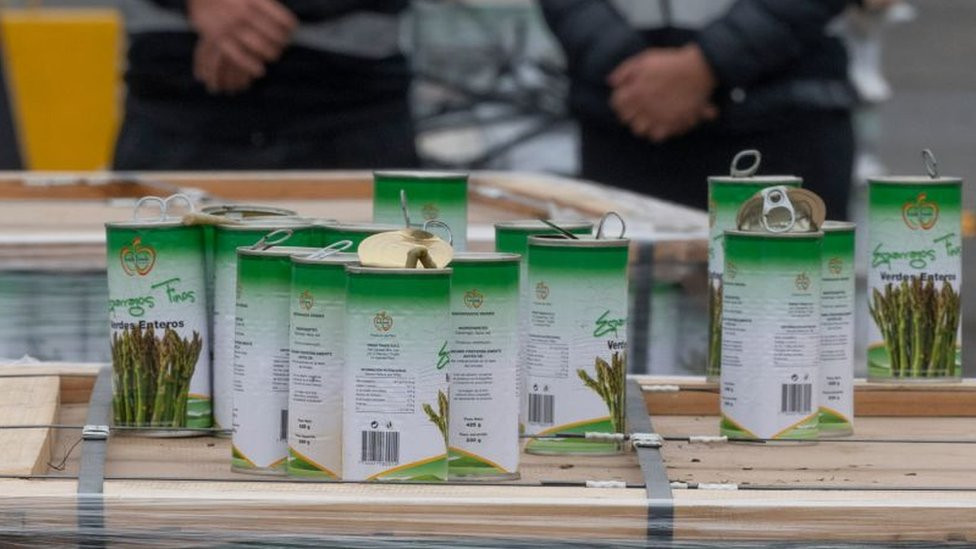 Empaques de espárragos con droga