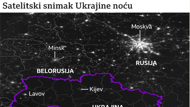 Satelitski snimak Ukrajine noću