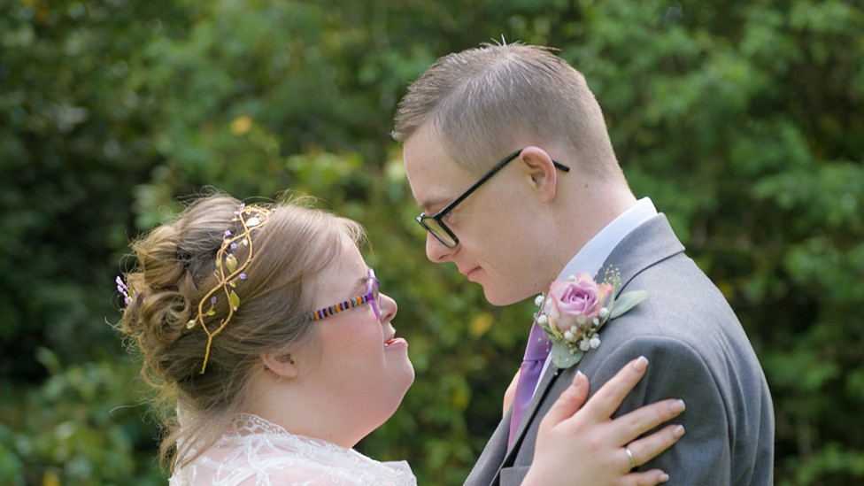 Heidi and James in one of their "three weddings"
