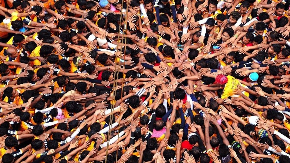 A crowd during a religious festival in India